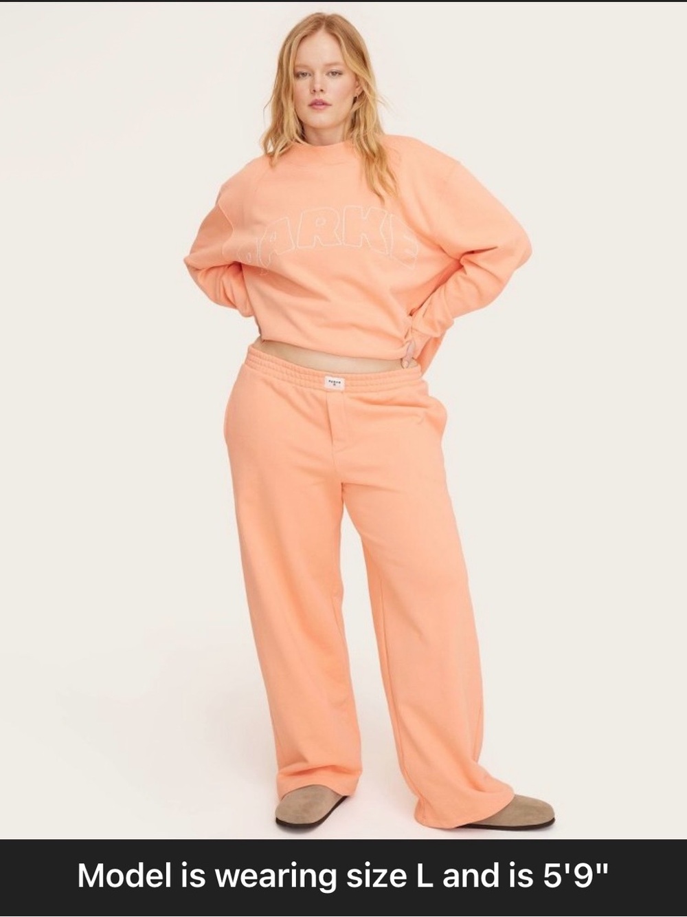 Wide Leg Sweatpants in Peach - Relaxed Women's Pants
